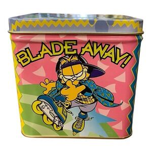 Garfield The Cat Wanna Play Skate Blade Away World Champ Tin Coin Bank